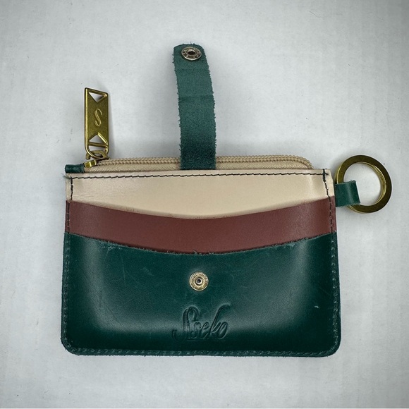 Sseko | Small Tri-Colored Keychain Card Wallet Green, Brown, Tan - Picture 2 of 7